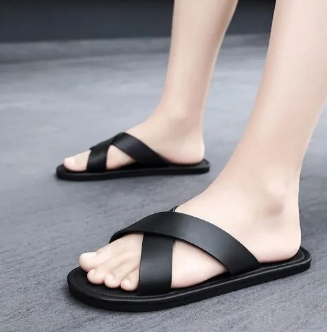 Männer Sandalen Flach Cross Modisch Schwarz