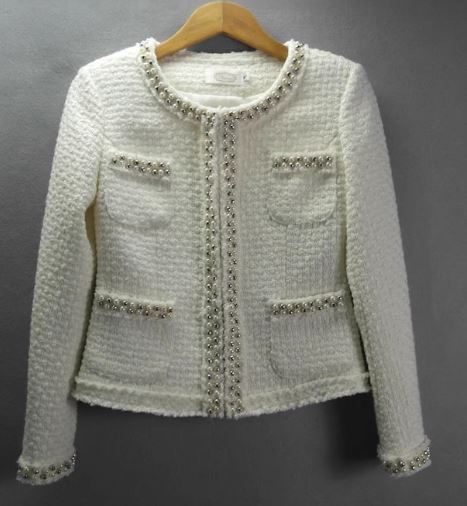 Weiße Damenjacke Tweed Stil Modern - BerlinGlamour