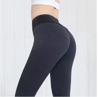 Damen Sportleggings Hochtaillierte Strukturiert Fitnesshose