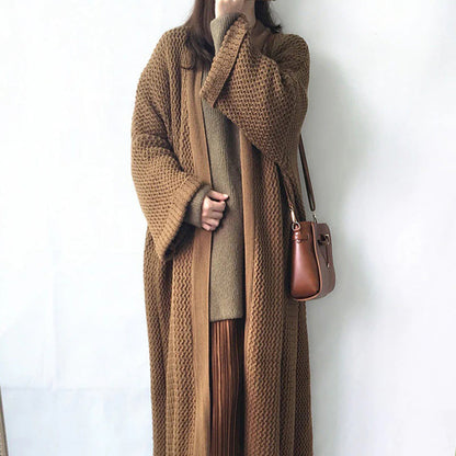 Damen Strickjacke Lang Offene Vorderseite Modern