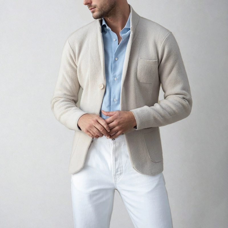 Herren Strickjacke Einreihig Modern Cardigan Blazer - BerlinGlamour