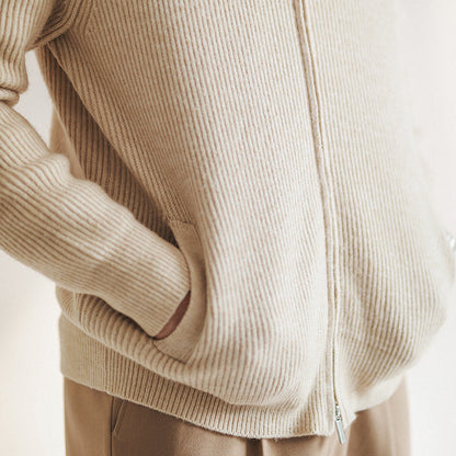 Cardigan mit Reißverschluss | Gerippt | Durchgehender Reißverschluss | Gestrickter Cardigan | Cardigan für Herren-Chaps Herrenmode