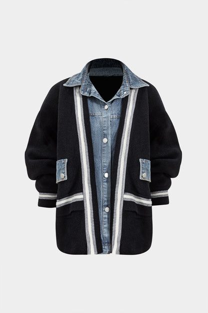 Denim-Hemd Cardigan Kombi Vielseitig Trendy - BerlinGlamour