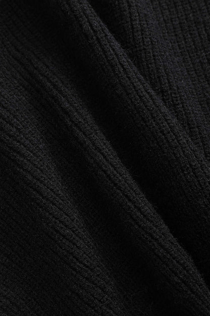 Strick-Cardigan Schwarz mit Denim-Patches Frauen