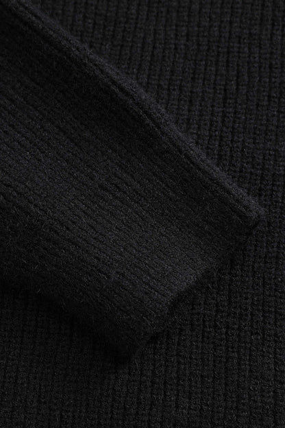 Strick-Cardigan Schwarz mit Denim-Patches Frauen