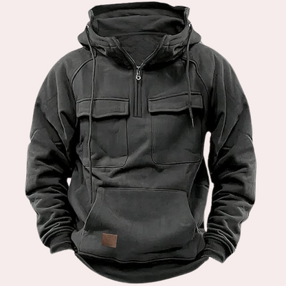 Herren Hoodie Pullover mit Reißverschluss und Taschen - BerlinGlamour