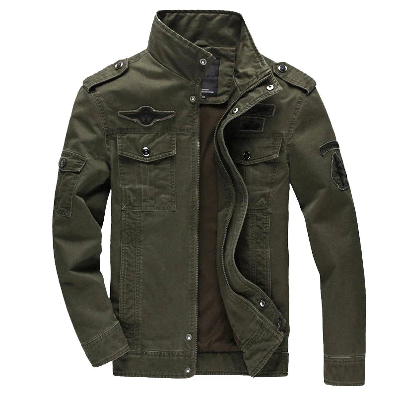 Herrenjacke Militärstil Lässig Reißverschluss Übergangsjacke - BerlinGlamour