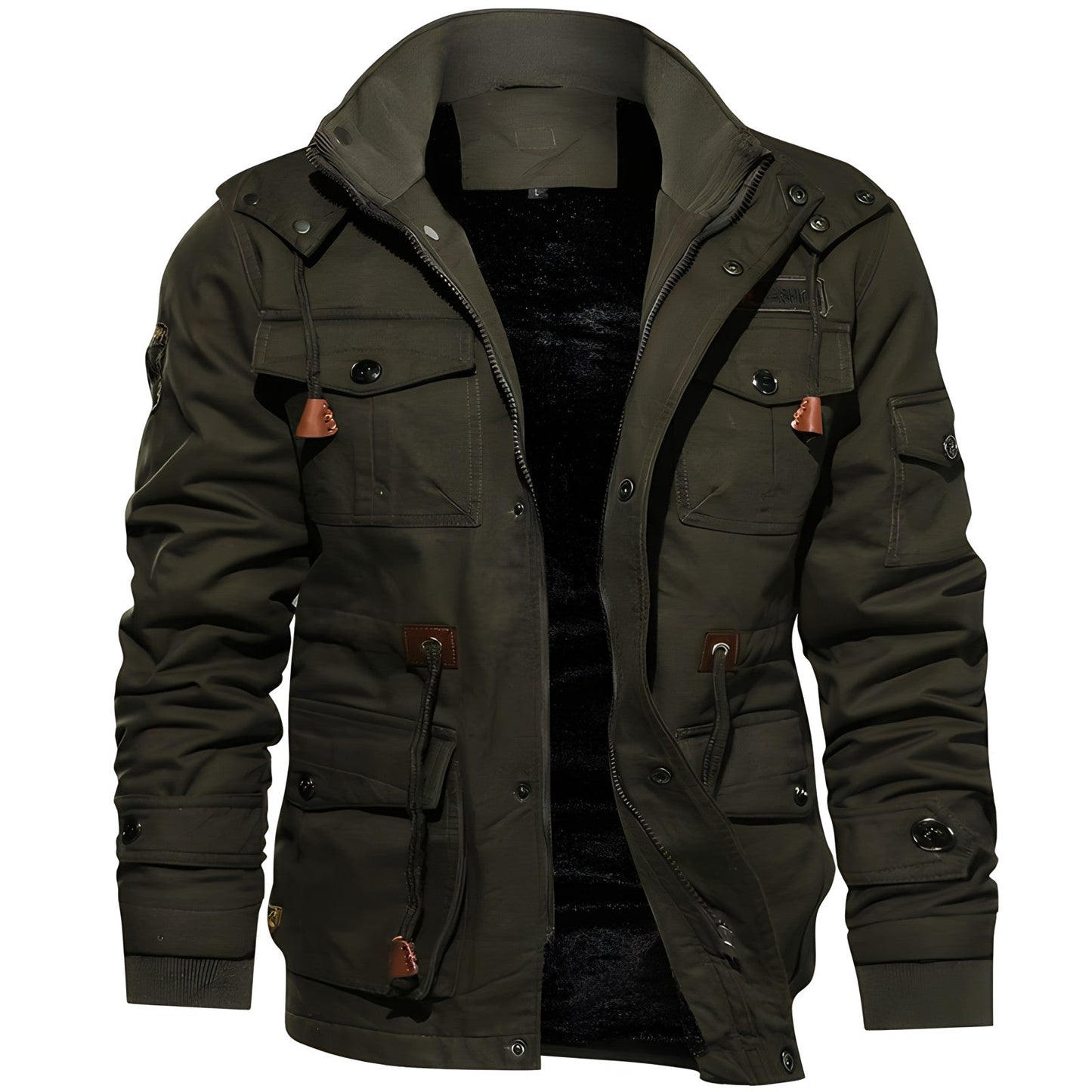 Herren Winterjacke Fleecegefüttert mit Kapuze und Taschen - BerlinGlamour