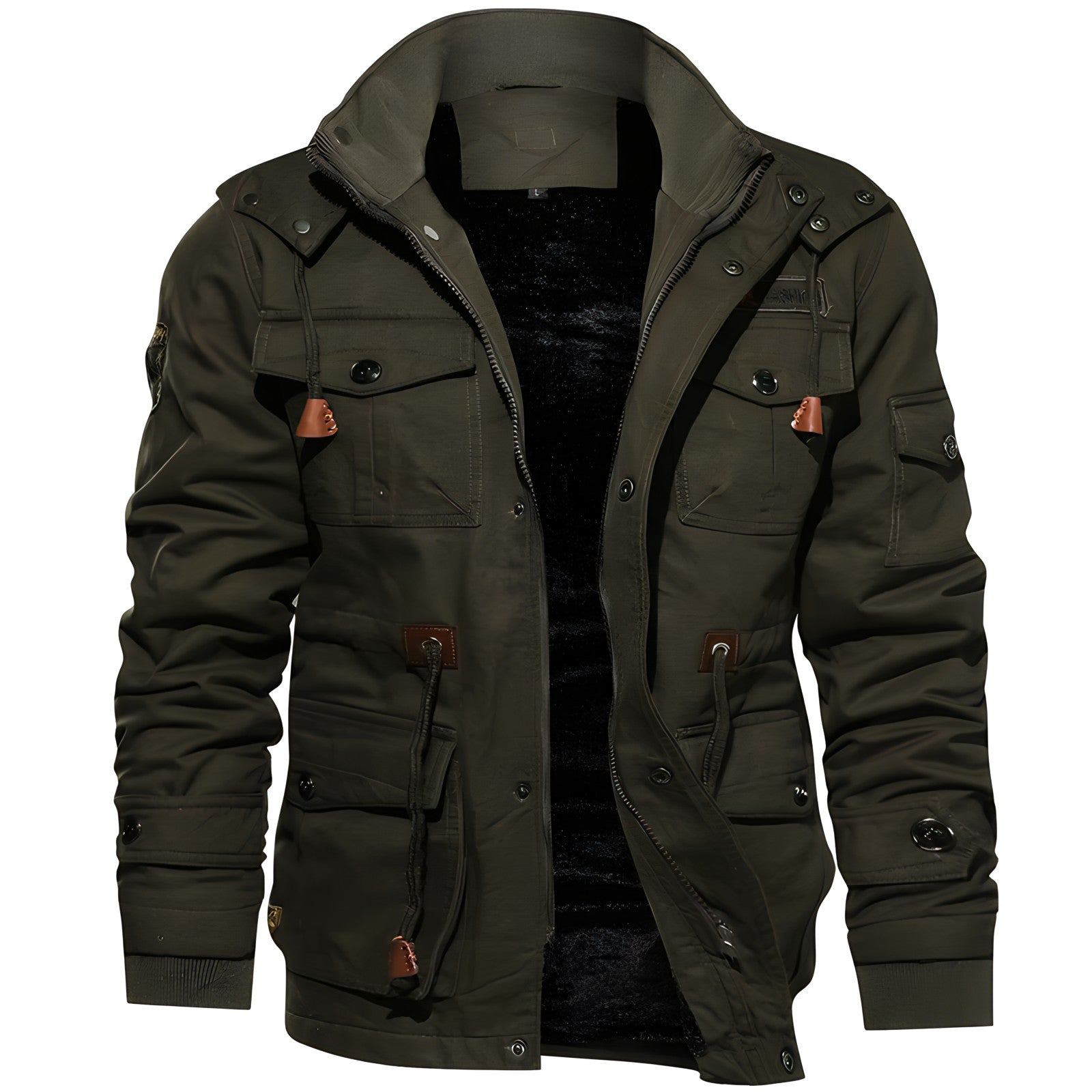 Herren Winterjacke Fleecegefüttert mit Kapuze und Taschen - BerlinGlamour