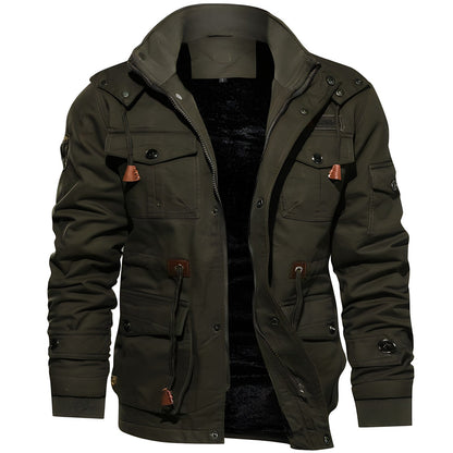 Herren Winterjacke Fleecegefüttert mit Kapuze und Taschen - BerlinGlamour