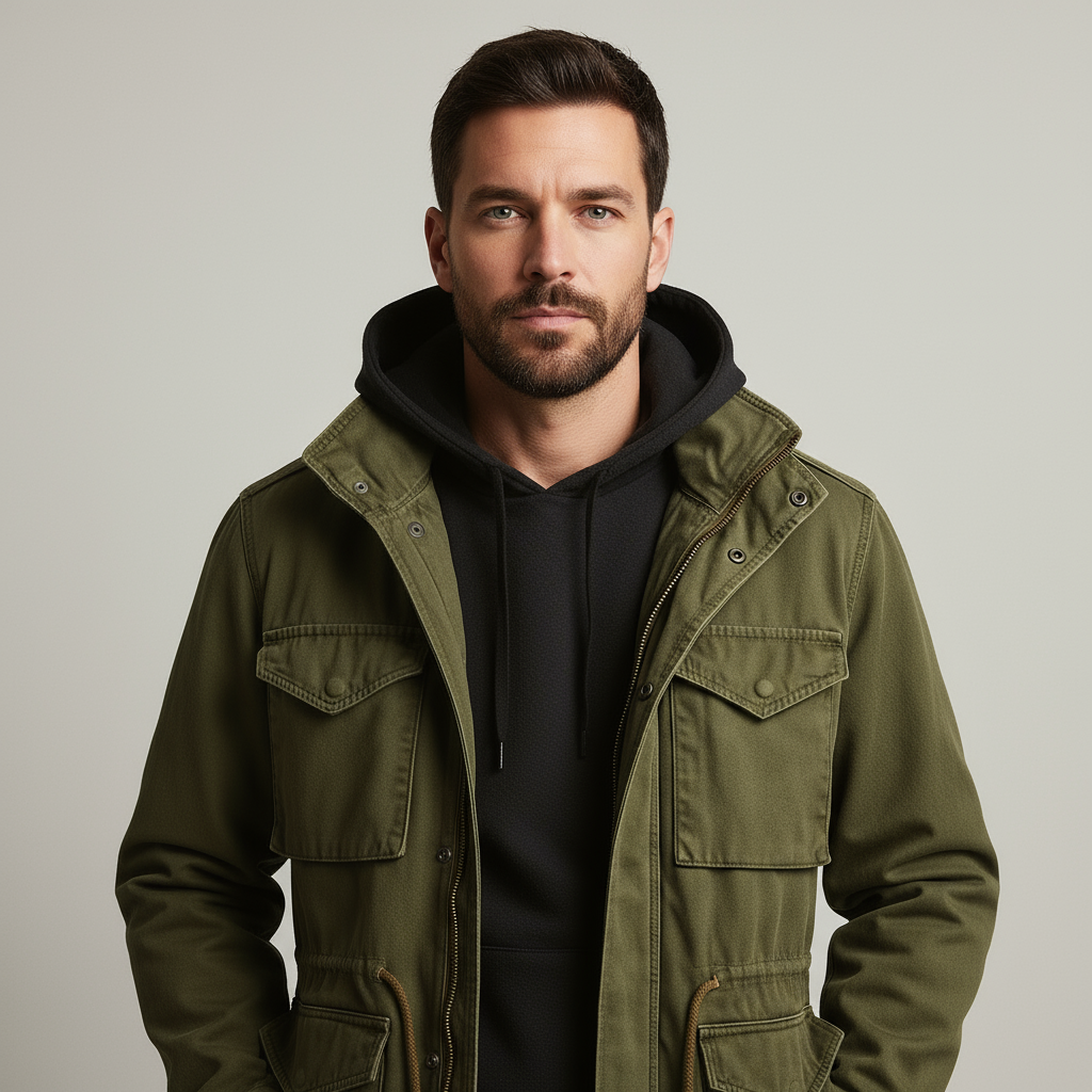 Herren Parka Jacket Kordelzug Army Style - BerlinGlamour