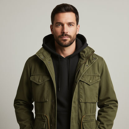Herren Parka Jacket Kordelzug Army Style - BerlinGlamour