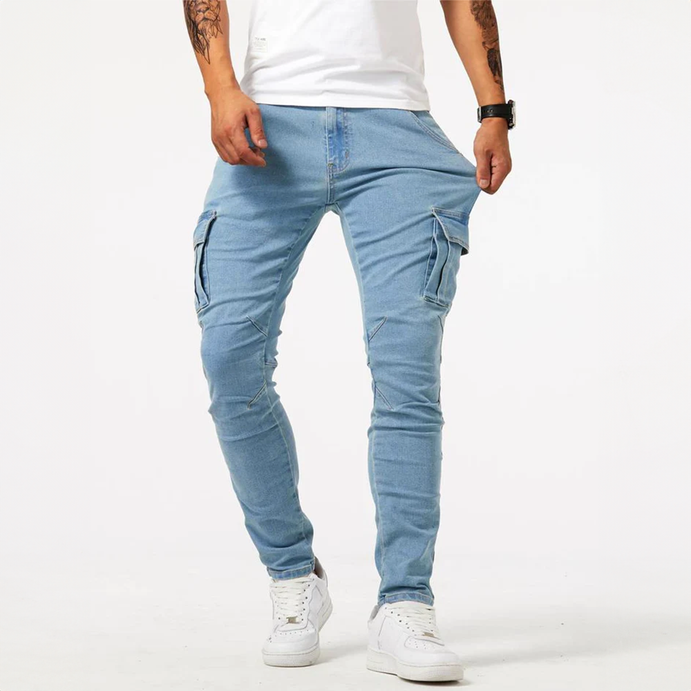 Cargo-Jeans | Skinny-Jeans | Stretch-Jeans | Cargohosen | Herrenjeans-Blau-S-Chaps Herrenmode
