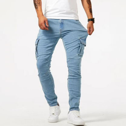 Cargo-Jeans - Slim fit - dehnbar - Skinny Jeans - Herren Cargo-Hosen-Blau-S-Chaps Herrenmode