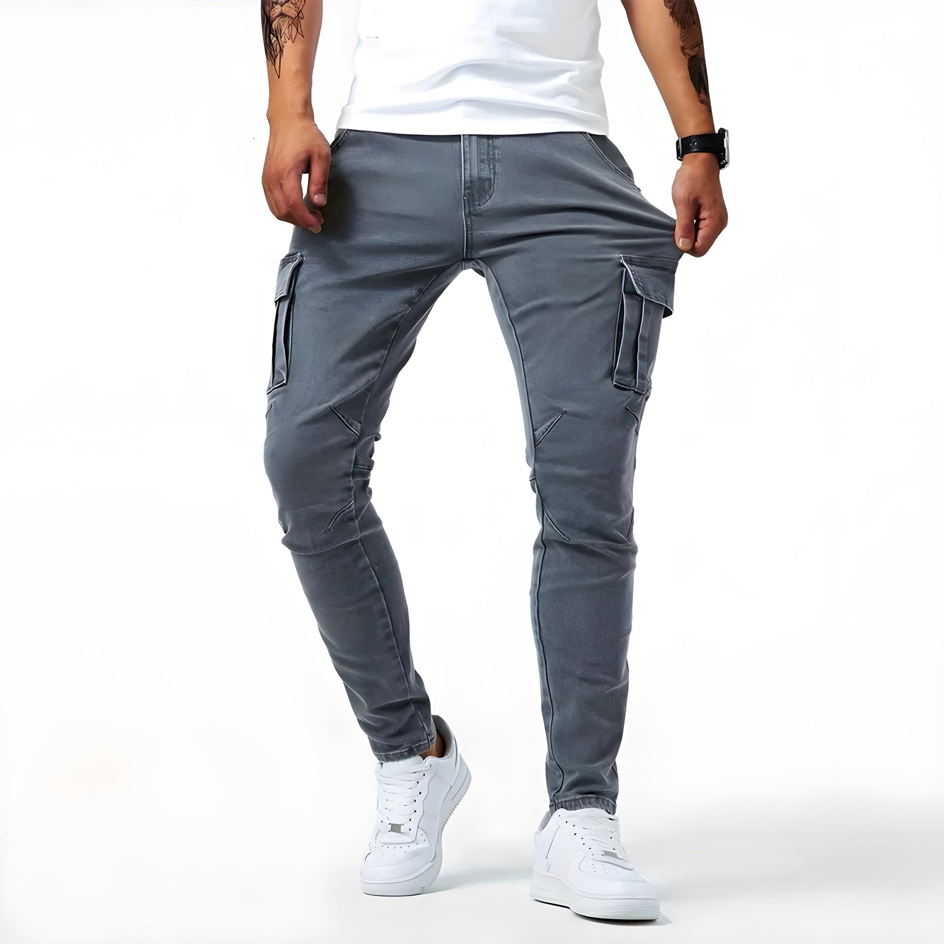 Cargo-Jeans – dehnbar – schmale Passform – Cargohosen – Herrenhosen-Chaps Herrenmode