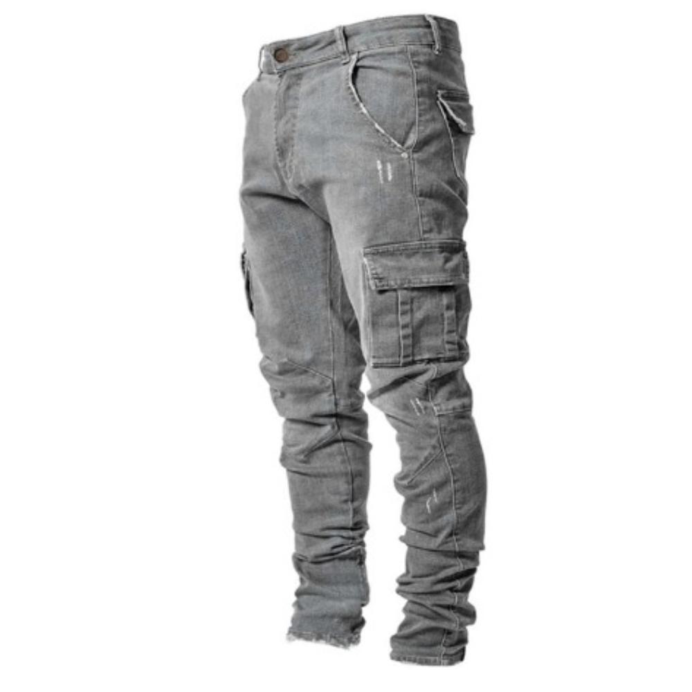 Cargo-Jeans – robust – normale Passform – Cargohosen – Herrenjeans-Grau-S-Chaps Herrenmode