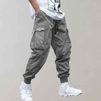 Cargo-Jogger - Elastische Taille - Taschen - Cargo-Hosen - Herren-Jogger-Grau-S-Chaps Herrenmode