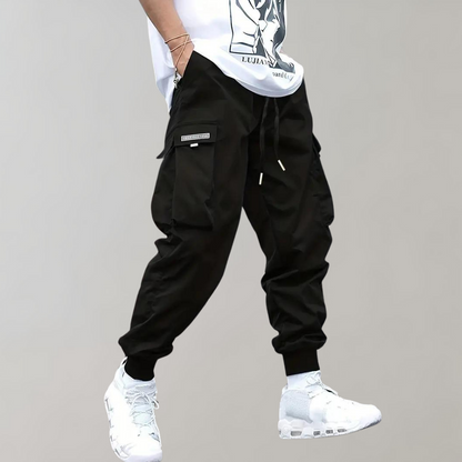 Cargo-Jogger - Elastische Taille - Taschen - Cargo-Hosen - Herren-Jogger-Schwarz-S-Chaps Herrenmode