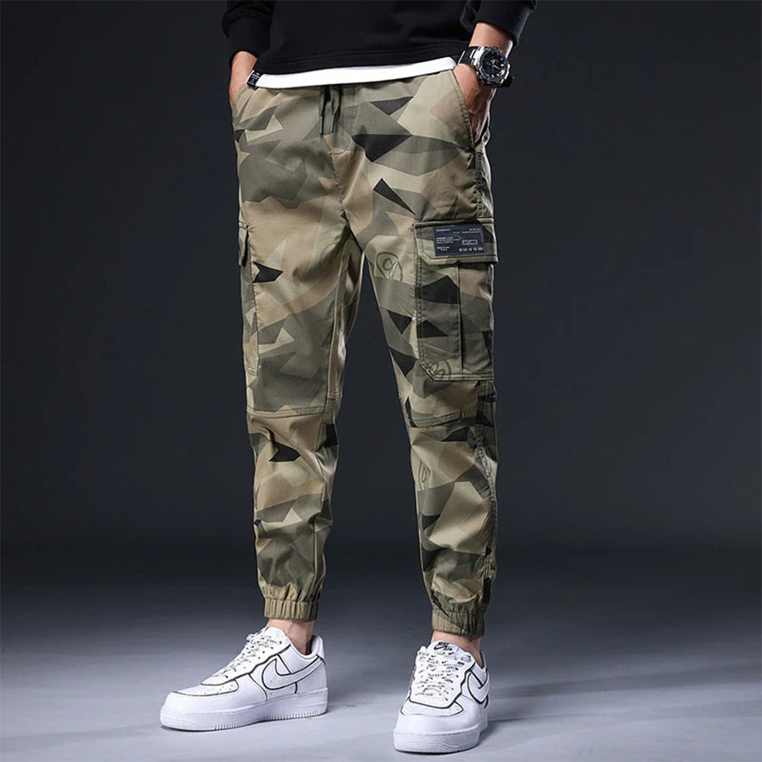 Herren Camo Jogger Skinny Cargohose mit Kordelzug - BerlinGlamour