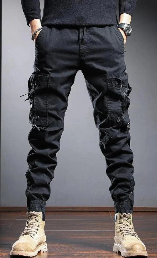 Cargo Jogger - Skinny - Taschen - Cargohosen - Herrenhosen-Schwarz-S-Chaps Herrenmode