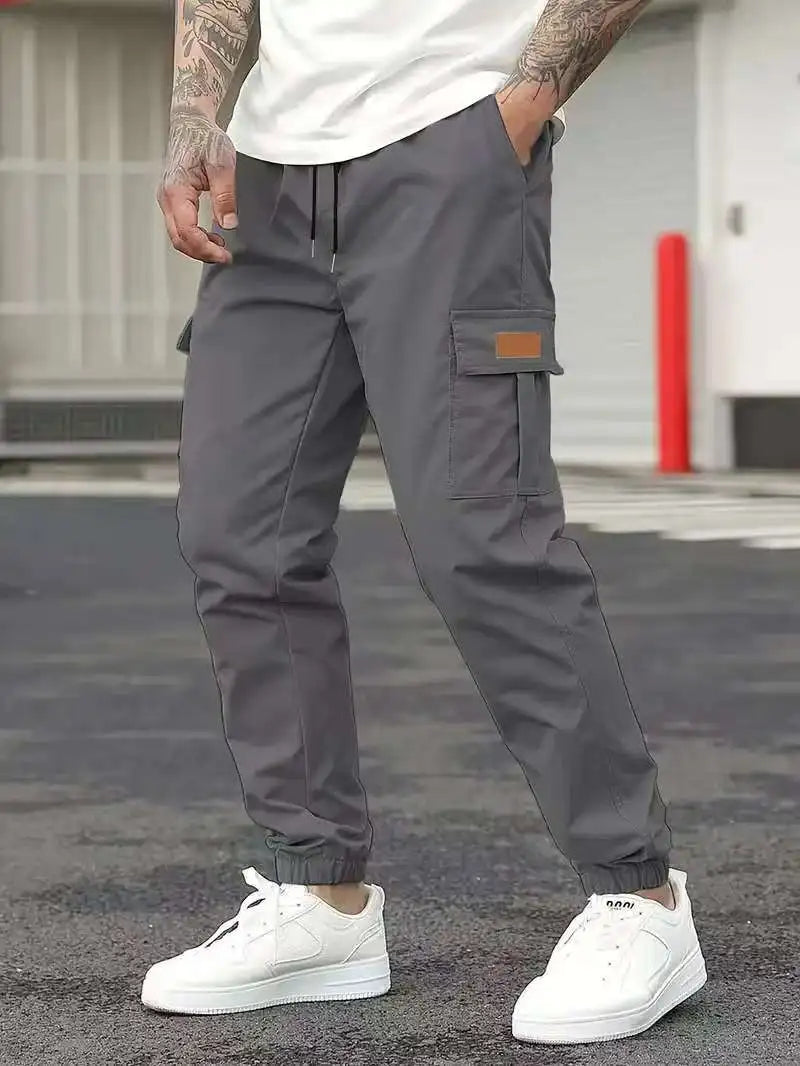 Cargo Jogger | lässig | lockere Passform | Cargohosen | Herrenhosen-Grau-M-Chaps Herrenmode