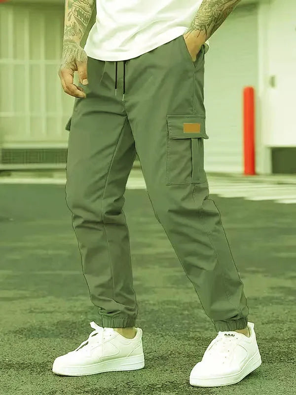 Cargo Jogger | lässig | lockere Passform | Cargohosen | Herrenhosen-Grün-M-Chaps Herrenmode