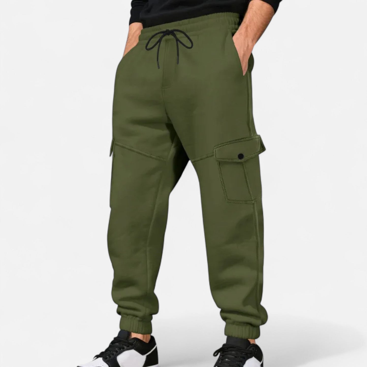 Cargo Joggers – Lässige Cargo-Jogginghose mit Kordelzug für Herren-Armeegrün-S-Chaps Herrenmode