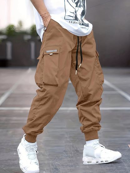 Cargo Joggers - Leichte Cargo-Hose für Männer-Khaki-S-Chaps Herrenmode