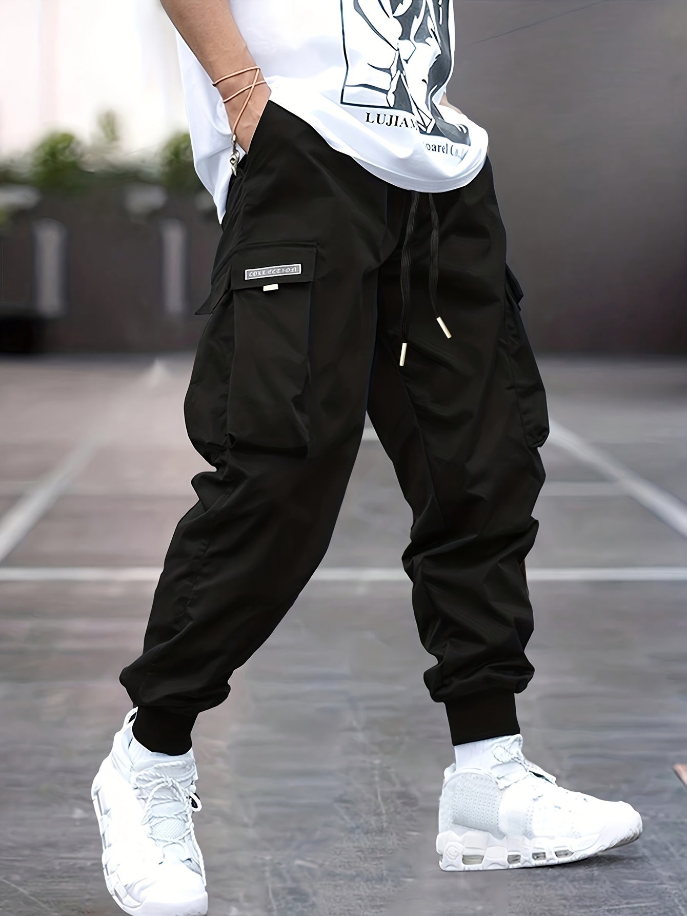Cargo Joggers - Leichte Cargo-Hose für Männer-Schwarz-S-Chaps Herrenmode