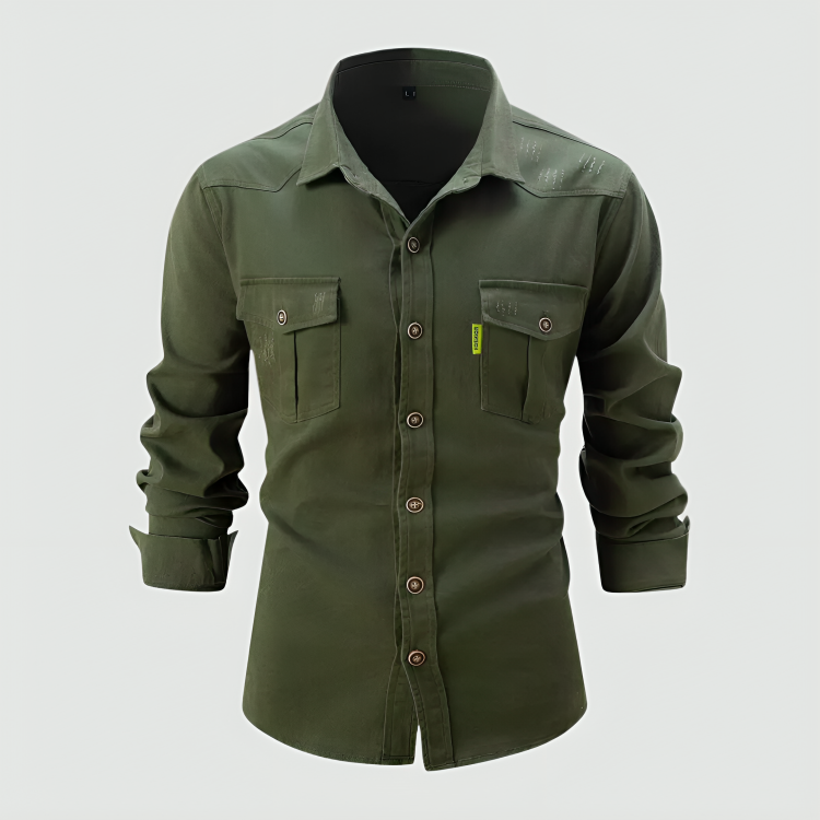 Herren Langarmhemd Slim Fit mit Knöpfen - BerlinGlamour