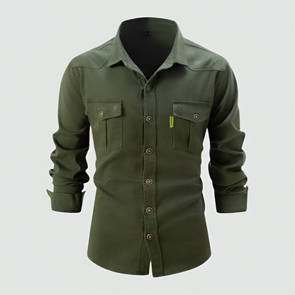 Herren Langarmhemd Slim Fit mit Knöpfen - BerlinGlamour