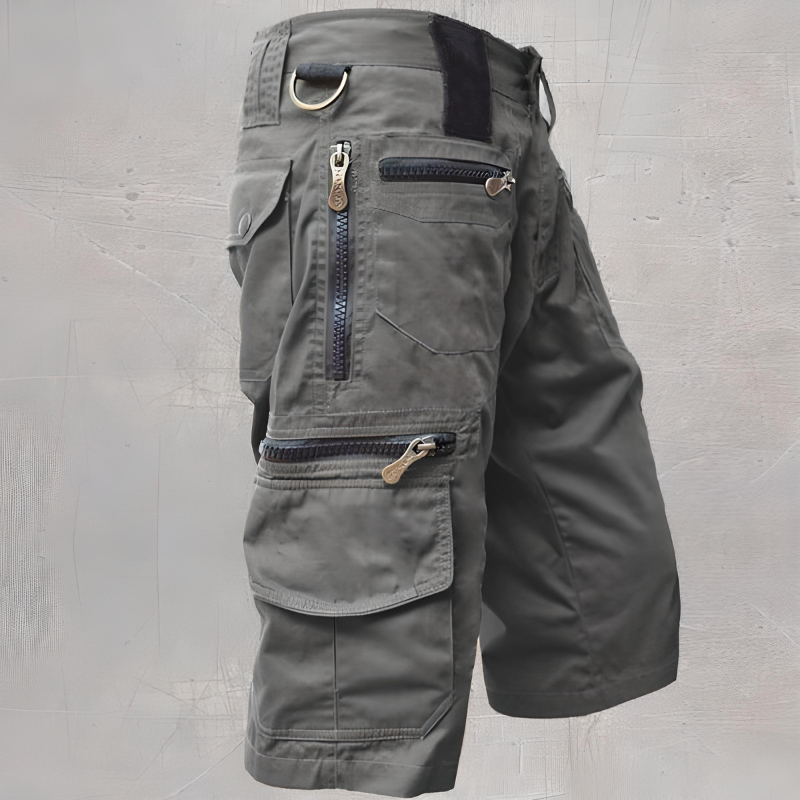 Cargo-Shorts - Lang - Lockere Passform - Taktische Shorts - Herrenshorts-Grau-S-Chaps Herrenmode
