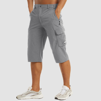 Cargo-Shorts – Lässige, schnell trocknende lange Cargo-Shorts für Männer-Hellgrau-M-Chaps Herrenmode