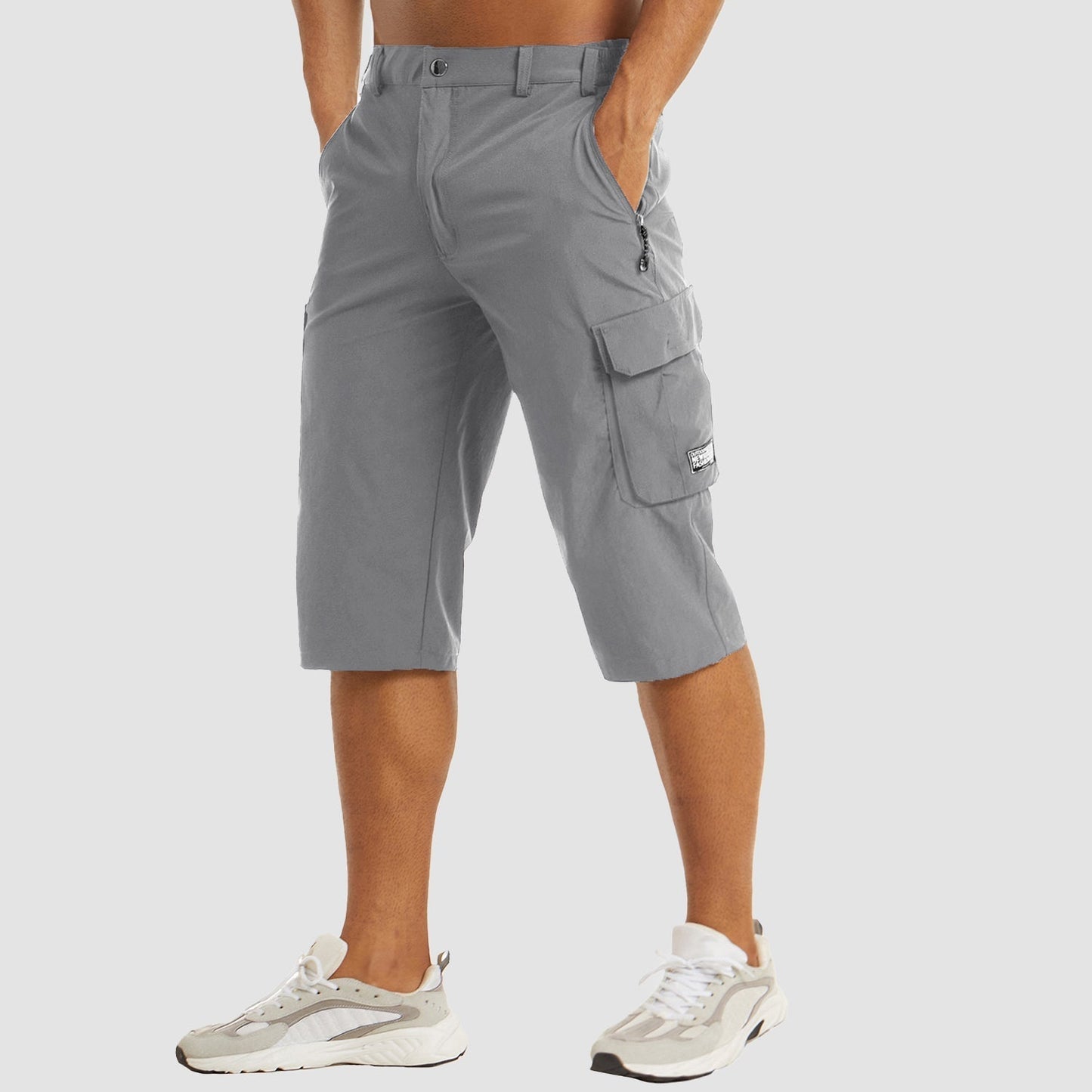 Cargo Shorts - Schnell trocknend - Taktisch - Lange Shorts - Capri Shorts für Männer-Hellgrau-S-Chaps Herrenmode