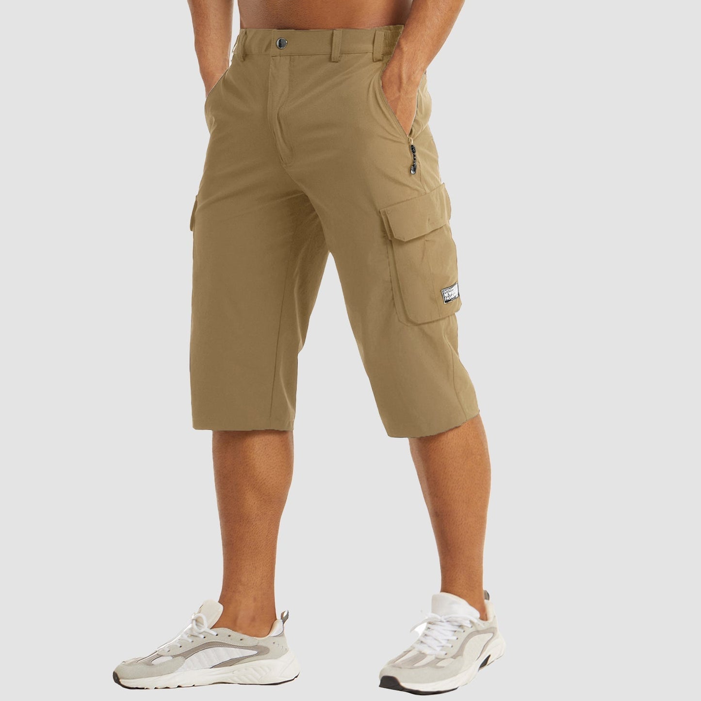 Cargo Shorts - Schnell trocknend - Taktisch - Lange Shorts - Capri Shorts für Männer-Khaki-S-Chaps Herrenmode