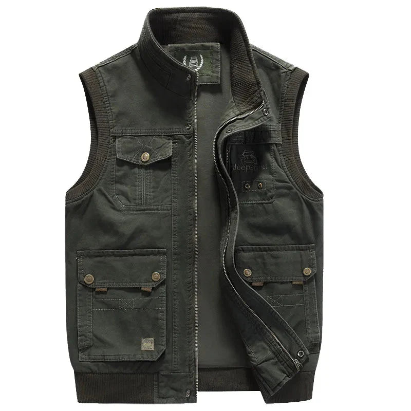 Herren Weste Cargo Arbeitsweste Zip Up Taschen Größe - BerlinGlamour