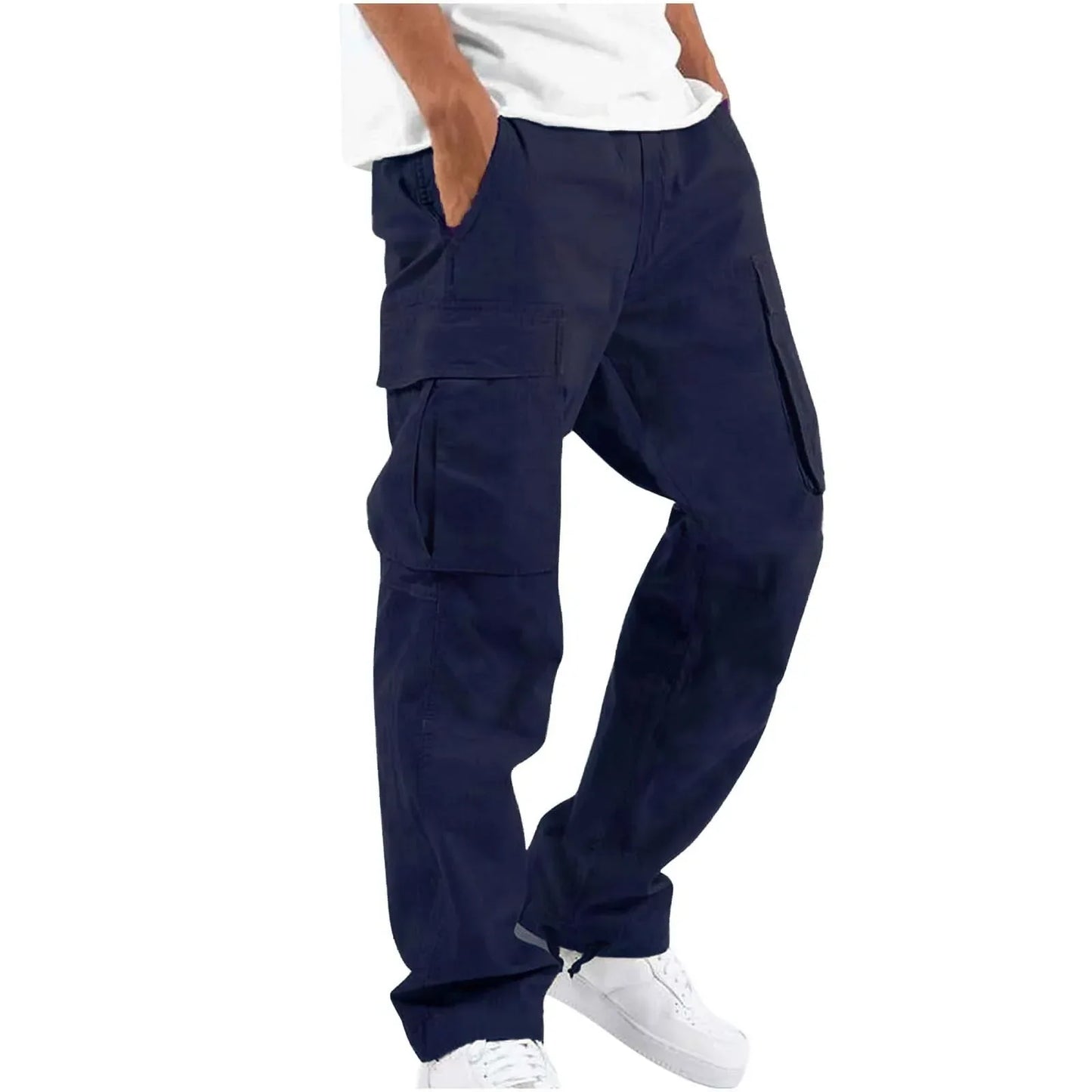 Cargohose | Gerades Bein | Taschen | Freizeithose | Herrenhose-Dunkelblau-S-Chaps Herrenmode