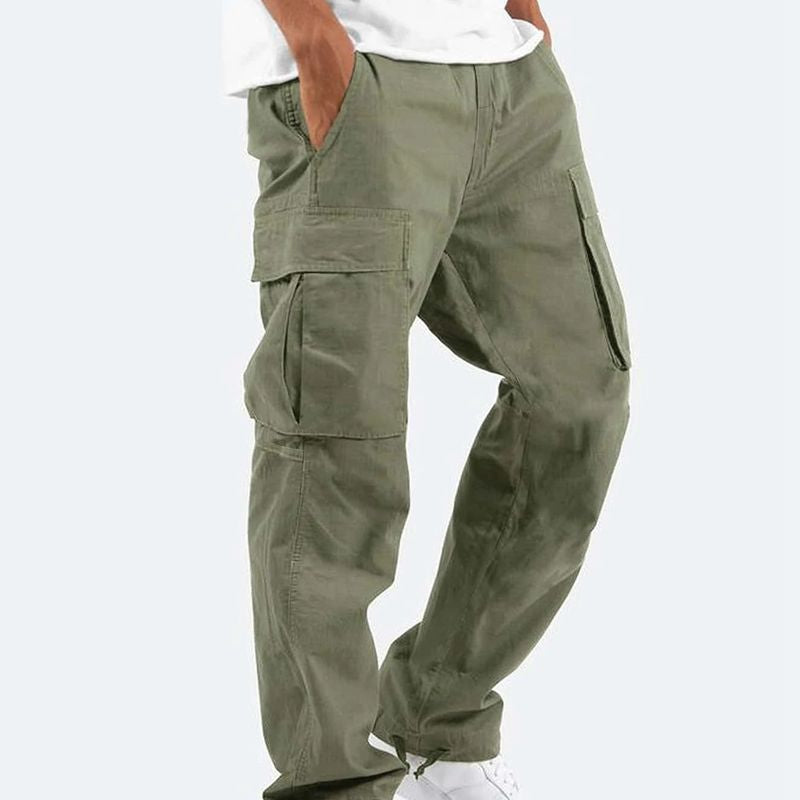 Cargohose - Gerades Bein - Taschen - Herren Cargohose - Herrenhosen-S-Armeegrün-Chaps Herrenmode