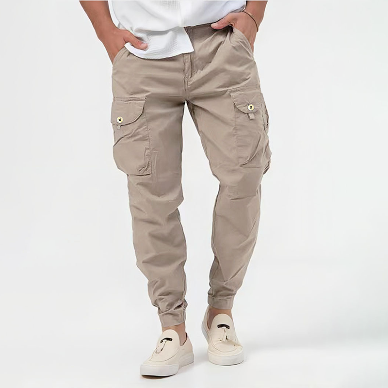 Cargohose – Lässige Cargohose mit vielen Taschen für Männer-Beige-S-Chaps Herrenmode