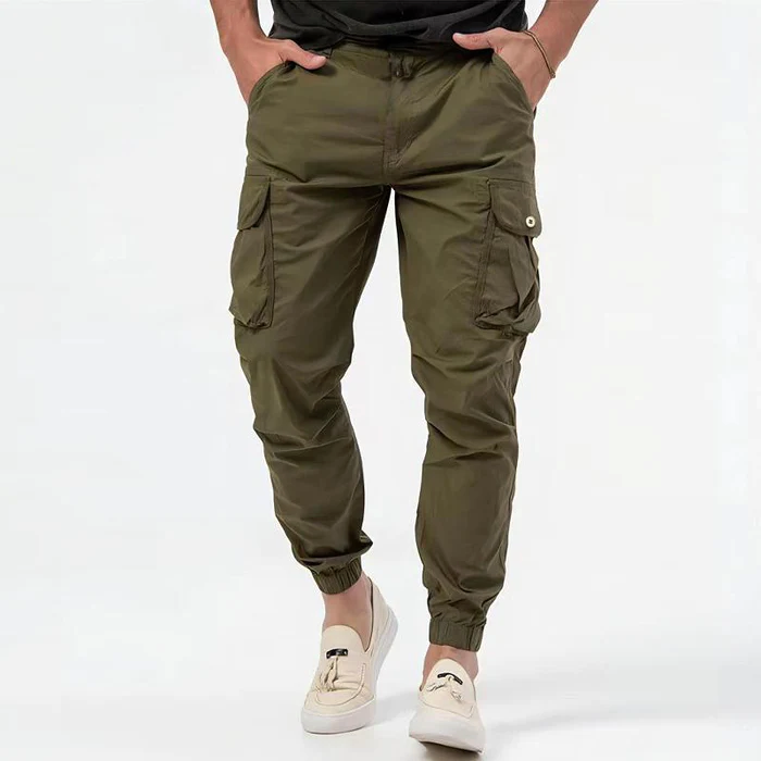 Cargohose – Lässige Cargohose mit vielen Taschen für Männer-Grün-S-Chaps Herrenmode