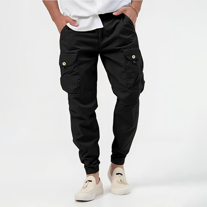 Cargohose – Lässige Cargohose mit vielen Taschen für Männer-Schwarz-S-Chaps Herrenmode