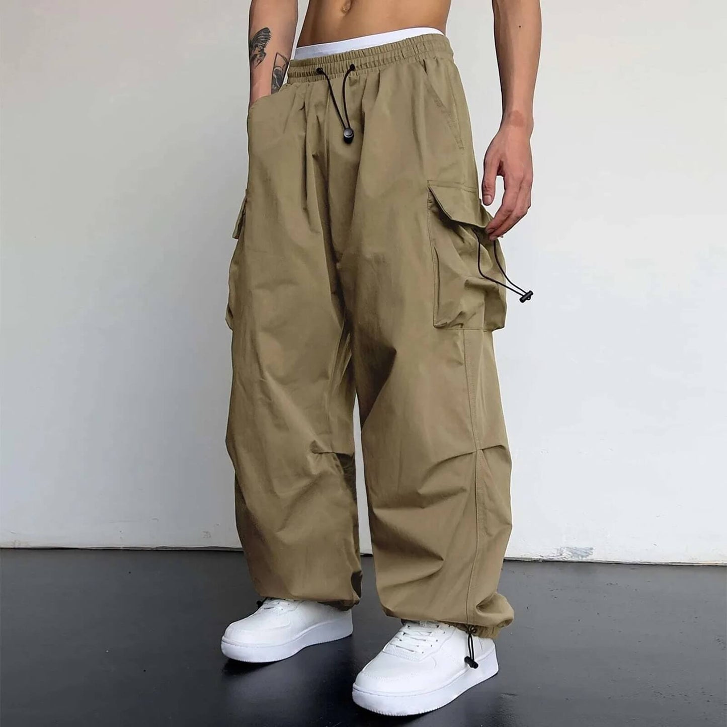 Cargohose - Loose Fit - Elastische Taille - Baggy Pants - Herren Cargo Jogger-Chaps Herrenmode