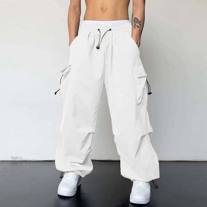 Cargohose - Loose Fit - Elastische Taille - Baggy Pants - Herren Cargo Jogger-Weiß-S-Chaps Herrenmode