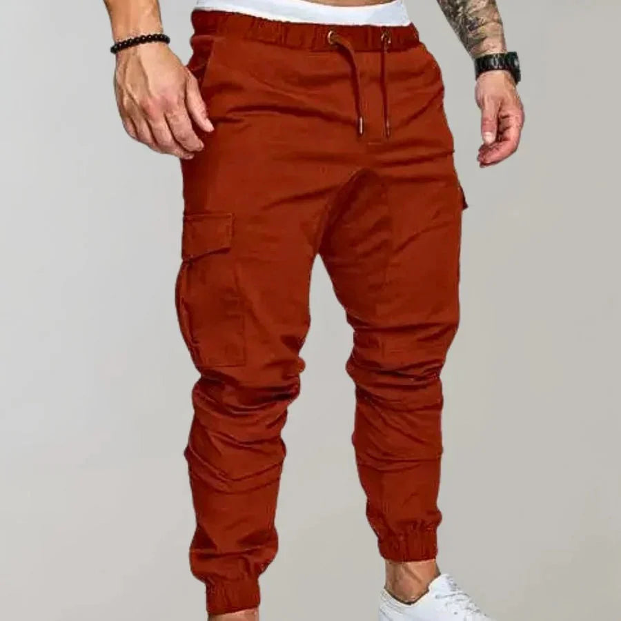 Cargohosen | Kordelzug | Elastische Knöchel | Cargojogginghosen | Herrenhosen-Braun-S-Chaps Herrenmode
