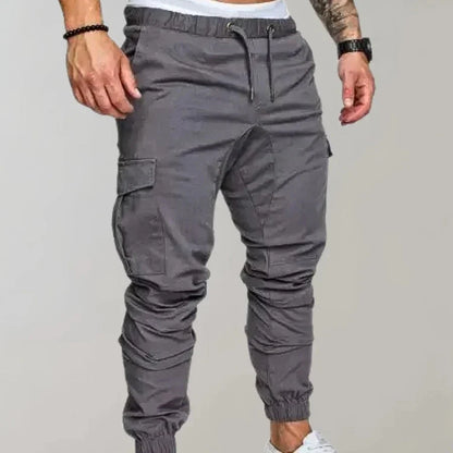 Cargohosen | Kordelzug | Elastische Knöchel | Cargojogginghosen | Herrenhosen-Hellgrau-S-Chaps Herrenmode