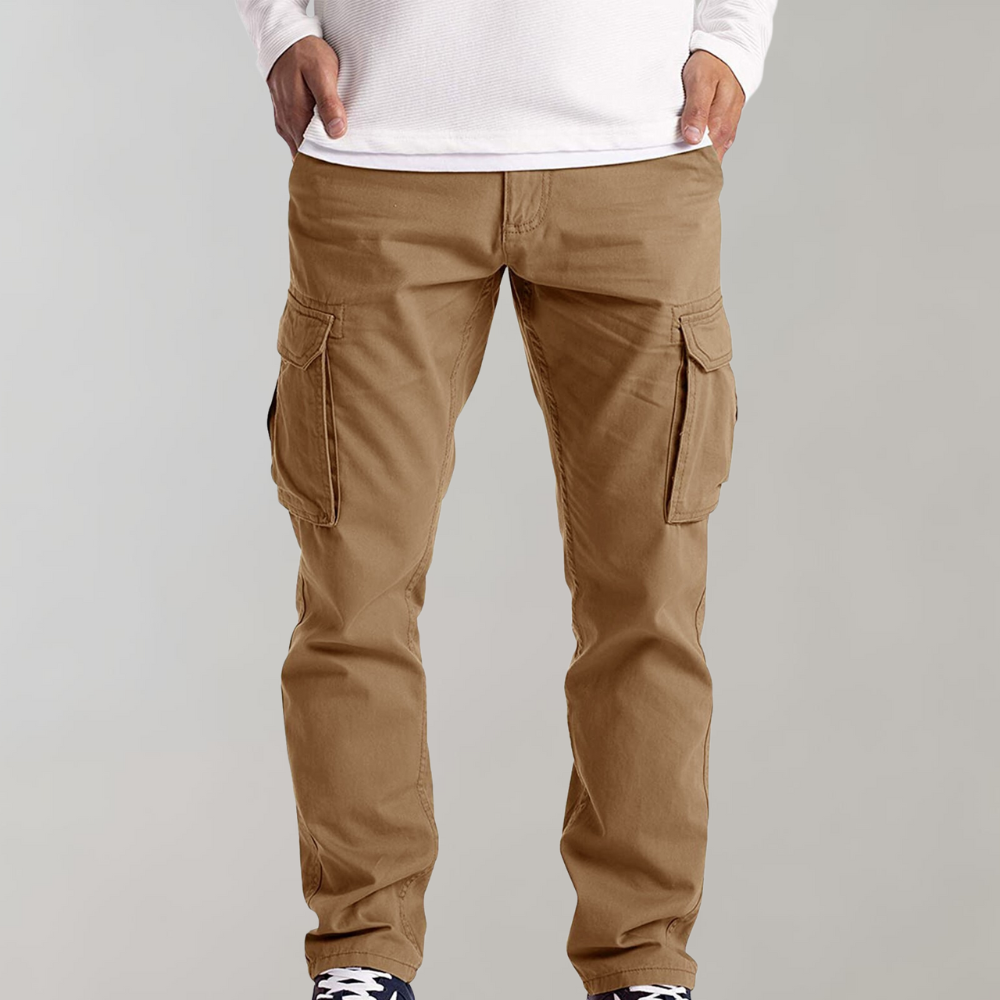 Cargohosen – Lässige Cargohosen für Männer mit geradem Bein-Khaki-S-Chaps Herrenmode