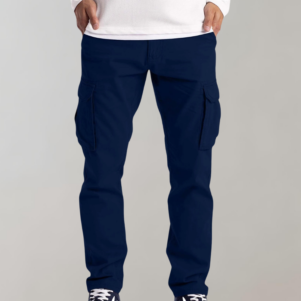 Cargohosen – Lässige Cargohosen mit geradem Bein für Herren-Blau-S-Chaps Herrenmode