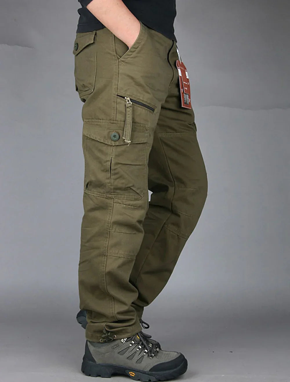 Cargohosen – Lässige taktische Cargohosen mit geradem Bein für Männer-Grün-M-Chaps Herrenmode