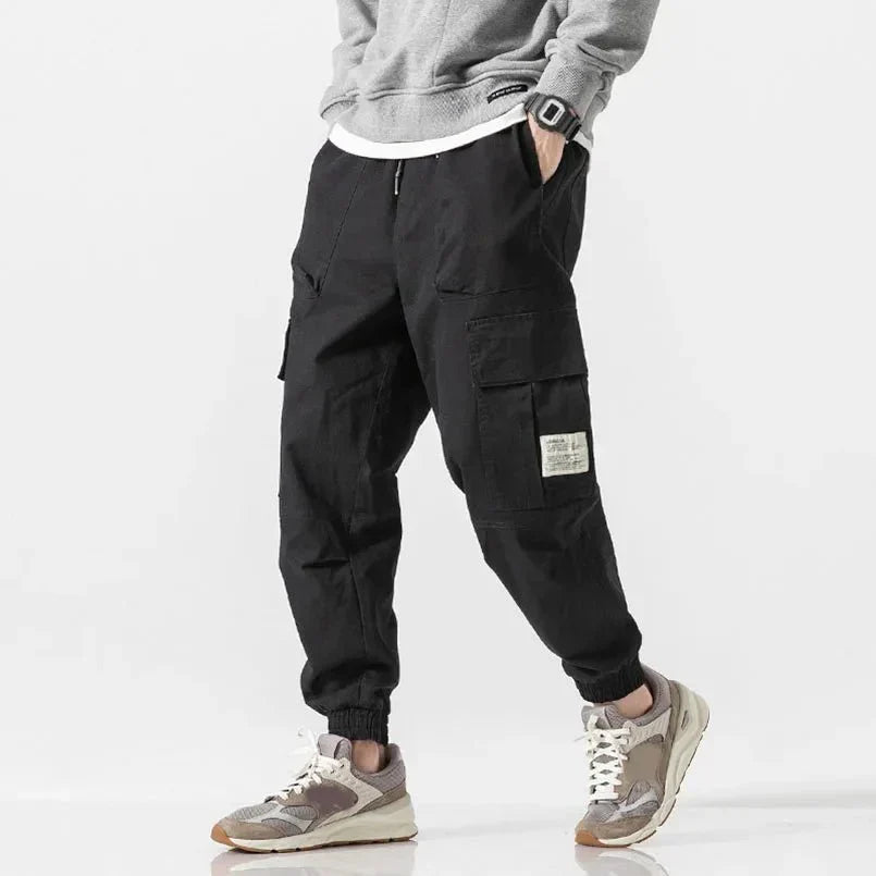 Cargohosen | Lockere Passform | Baggy | Cargojogginghosen | Herrenhosen-Schwarz-S-Chaps Herrenmode