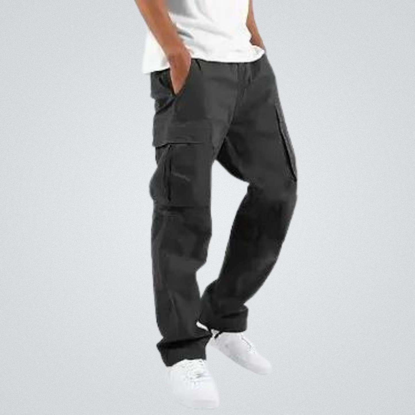 Cargohosen | Taschen | Lose Passform | Straight Leg Pants | Herrenhosen-Schwarz-S-Chaps Herrenmode